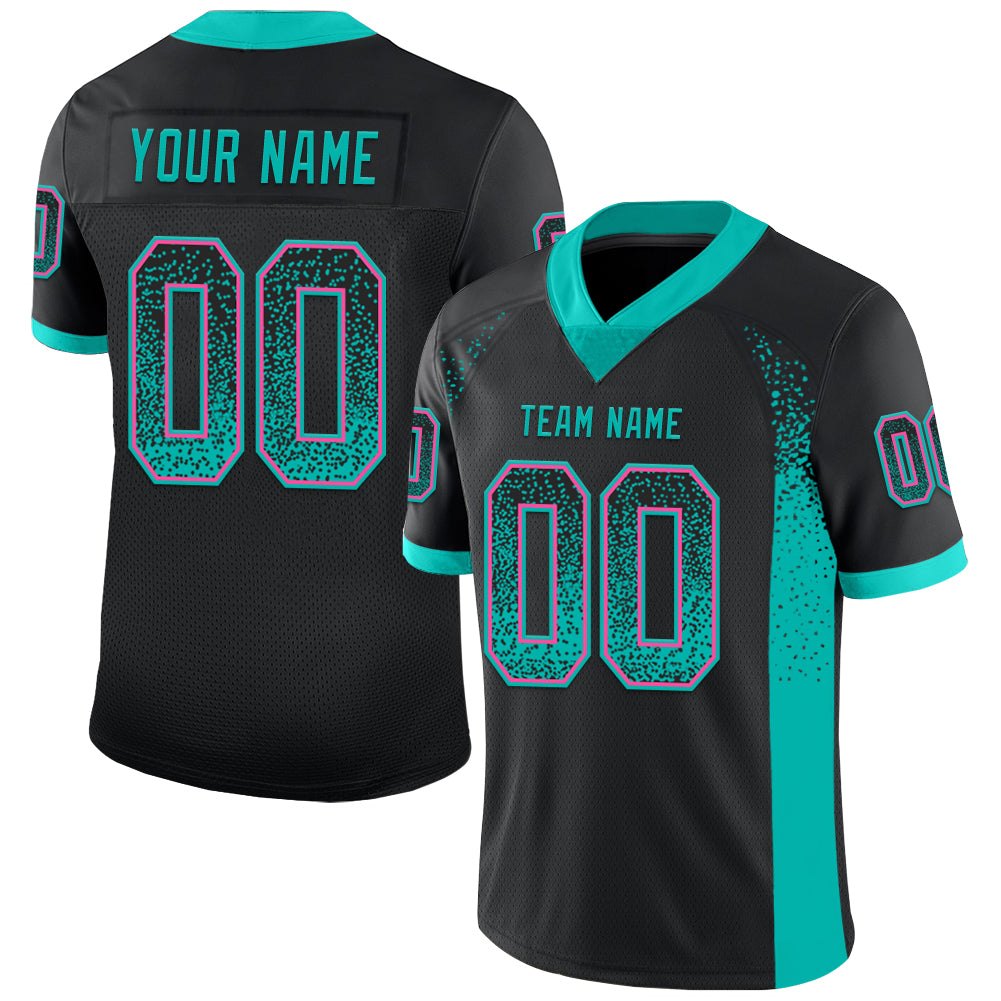 Custom Black Aqua-Pink Drift Fashion Football Jersey