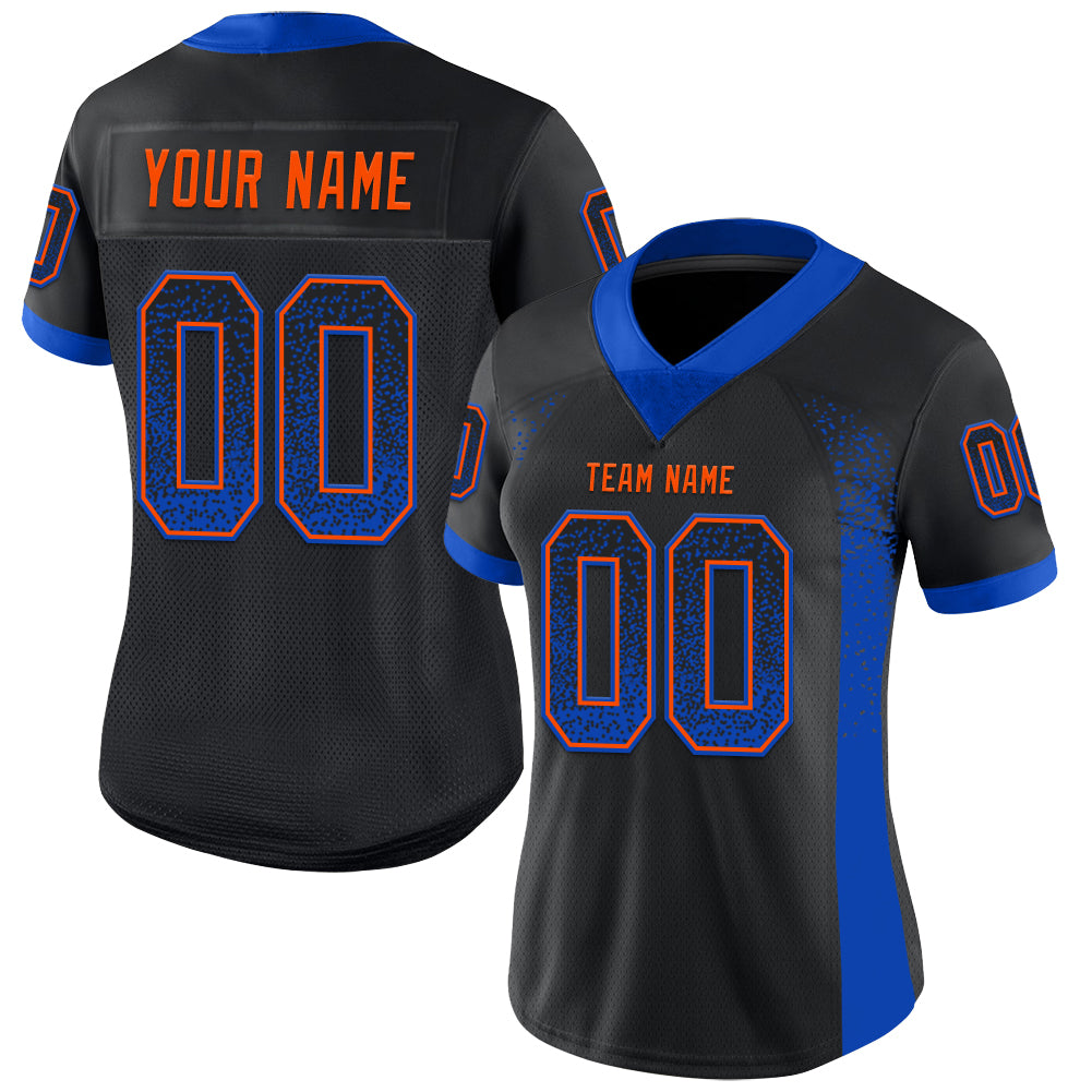 Custom Black Thunder Blue-Orange Drift Fashion Football Jersey