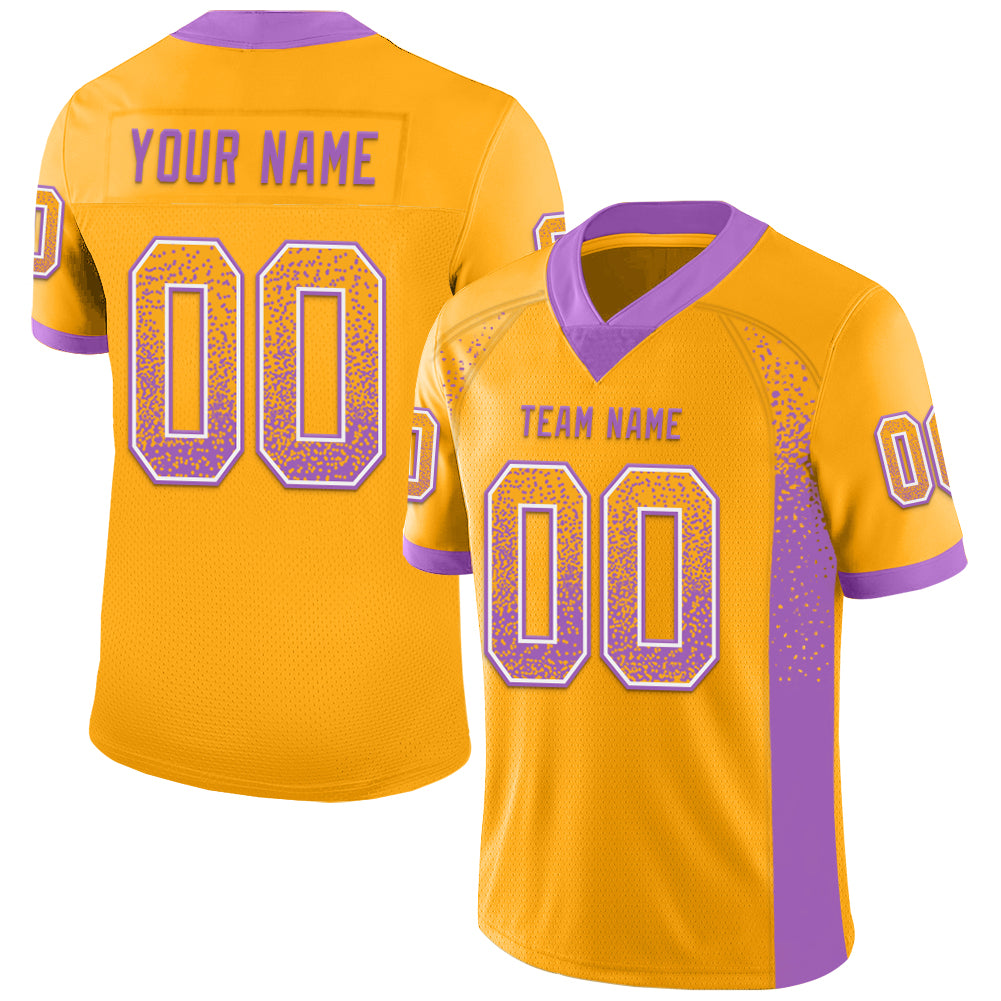 Custom Gold Medium Purple-White Drift Fashion Football Jersey
