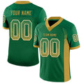Custom Kelly Green Old Gold-White Drift Fashion Football Jersey