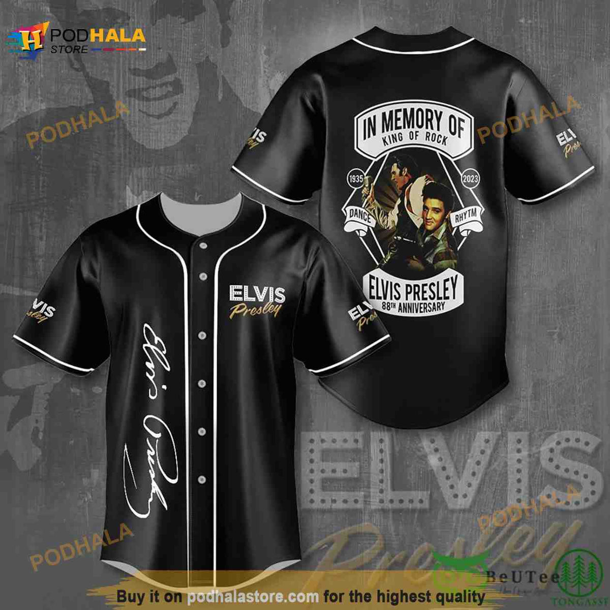 Elvis Presley 88th Anniversary Black 3D Baseball Jersey Shirt