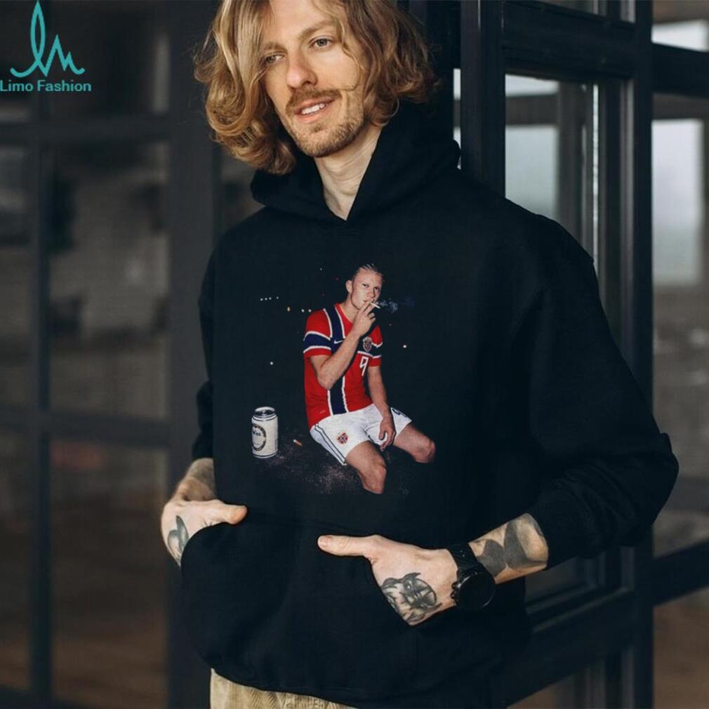 Erling Haaland Norway Football Player Smoking Photo Shirt