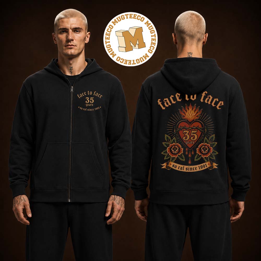 Face to Face 35 Years So Cal Since 1991 Zip Up Hoodie Shirt