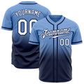 Custom Light Blue White-Navy Authentic Fade Fashion Baseball Jersey