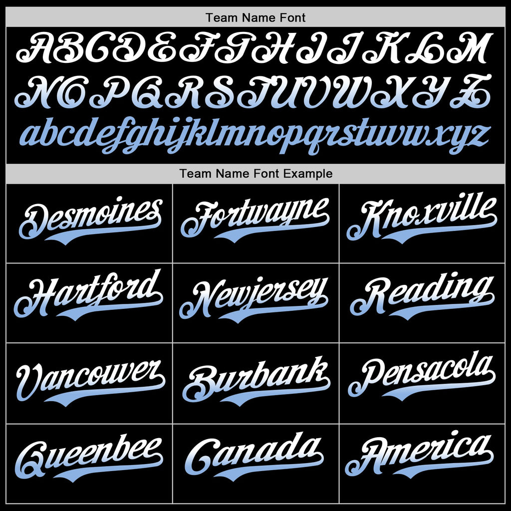 Custom Black White-Light Blue Authentic Fade Fashion Baseball Jersey