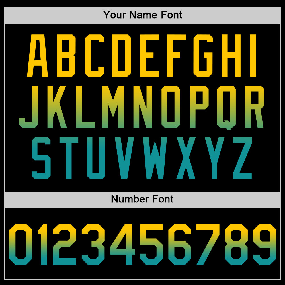 Custom Black Yellow-Teal Authentic Fade Fashion Baseball Jersey