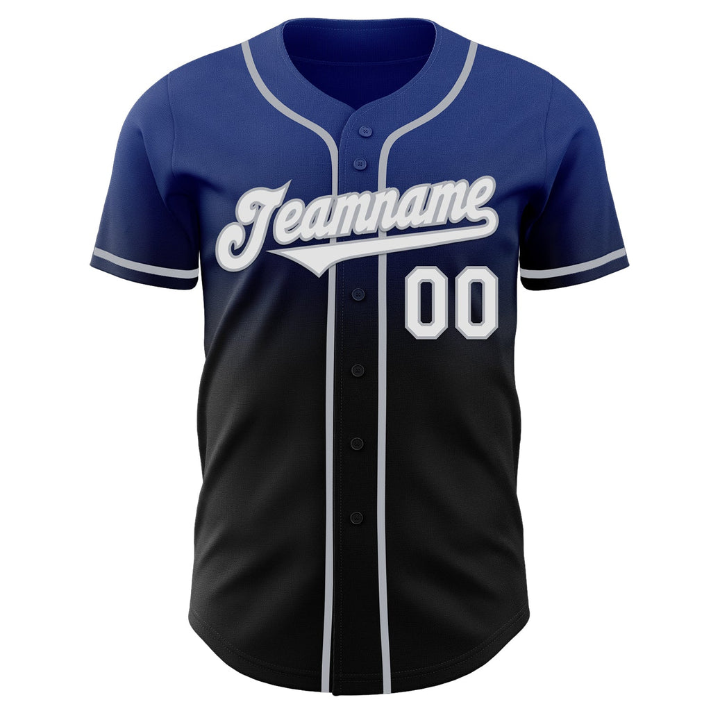 Custom Royal Black-Gray Authentic Fade Fashion Baseball Jersey