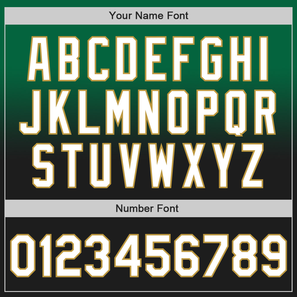 Custom Kelly Green Black-Old Gold Authentic Fade Fashion Baseball Jersey