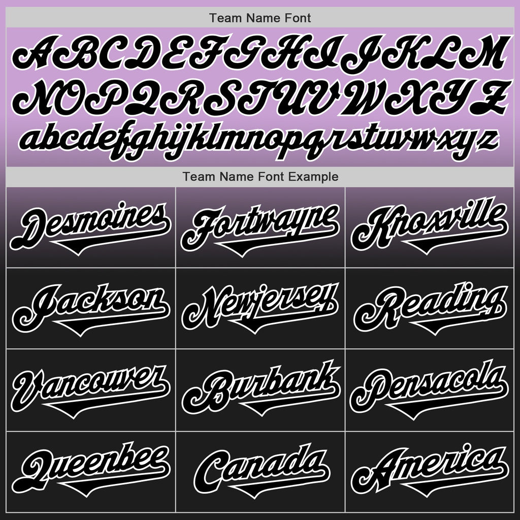 Custom Light Purple Black-White Authentic Fade Fashion Baseball Jersey