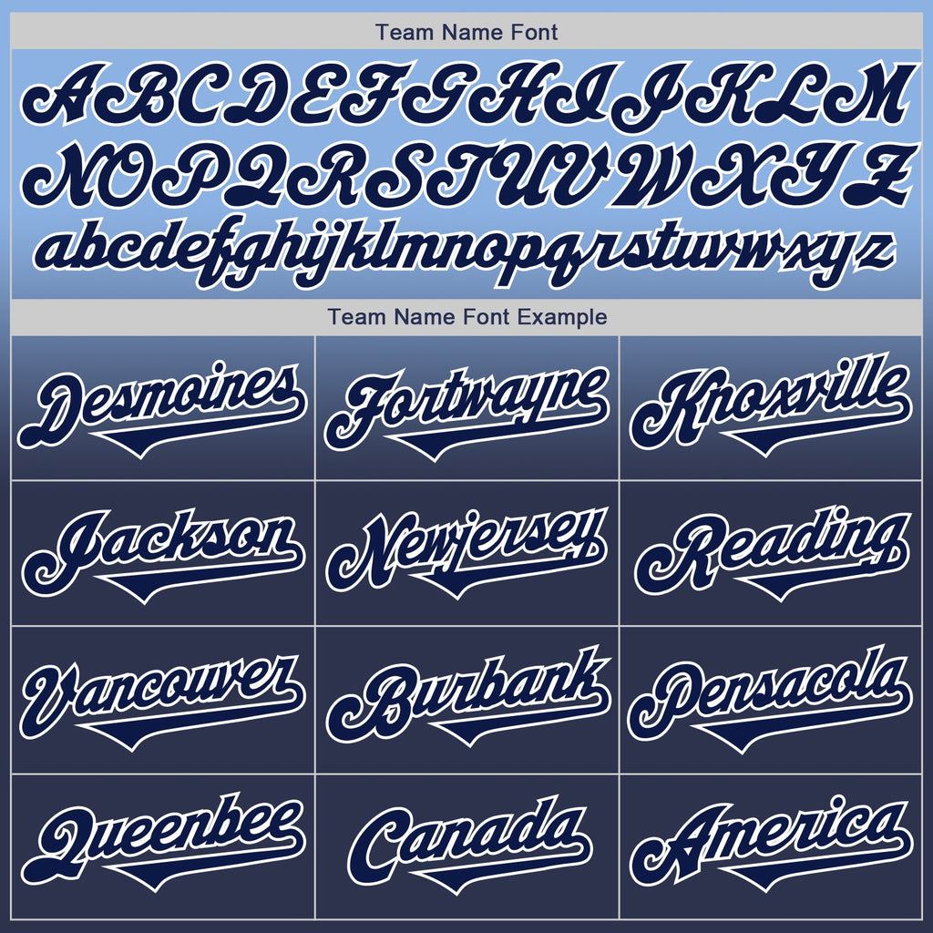 Custom Light Blue Navy-White Authentic Fade Fashion Baseball Jersey