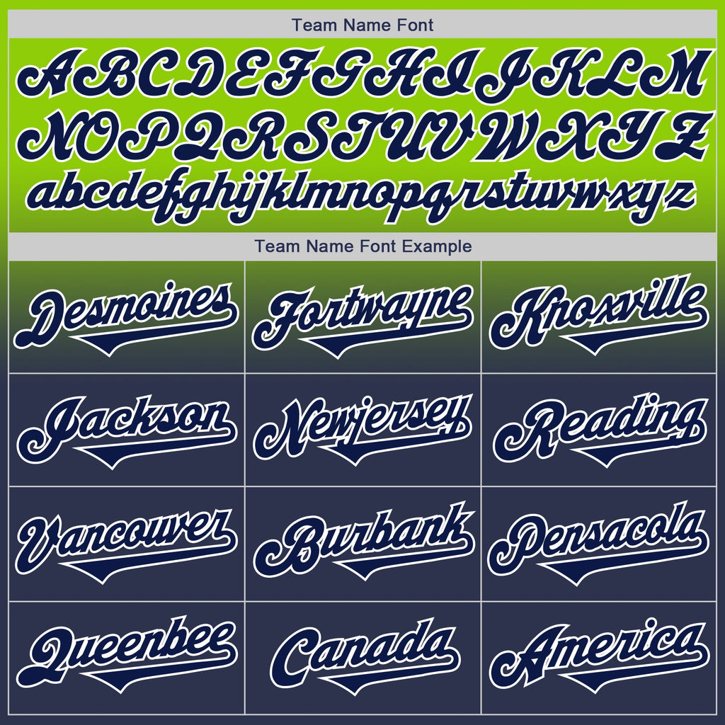 Custom Neon Green Navy-White Authentic Fade Fashion Baseball Jersey