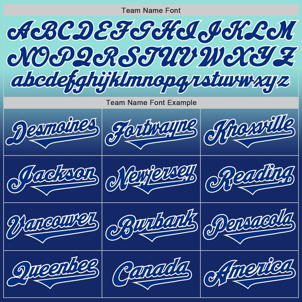 Custom Ice Blue Royal-White Authentic Fade Fashion Baseball Jersey