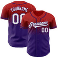 Custom Red White-Purple Authentic Fade Fashion Baseball Jersey