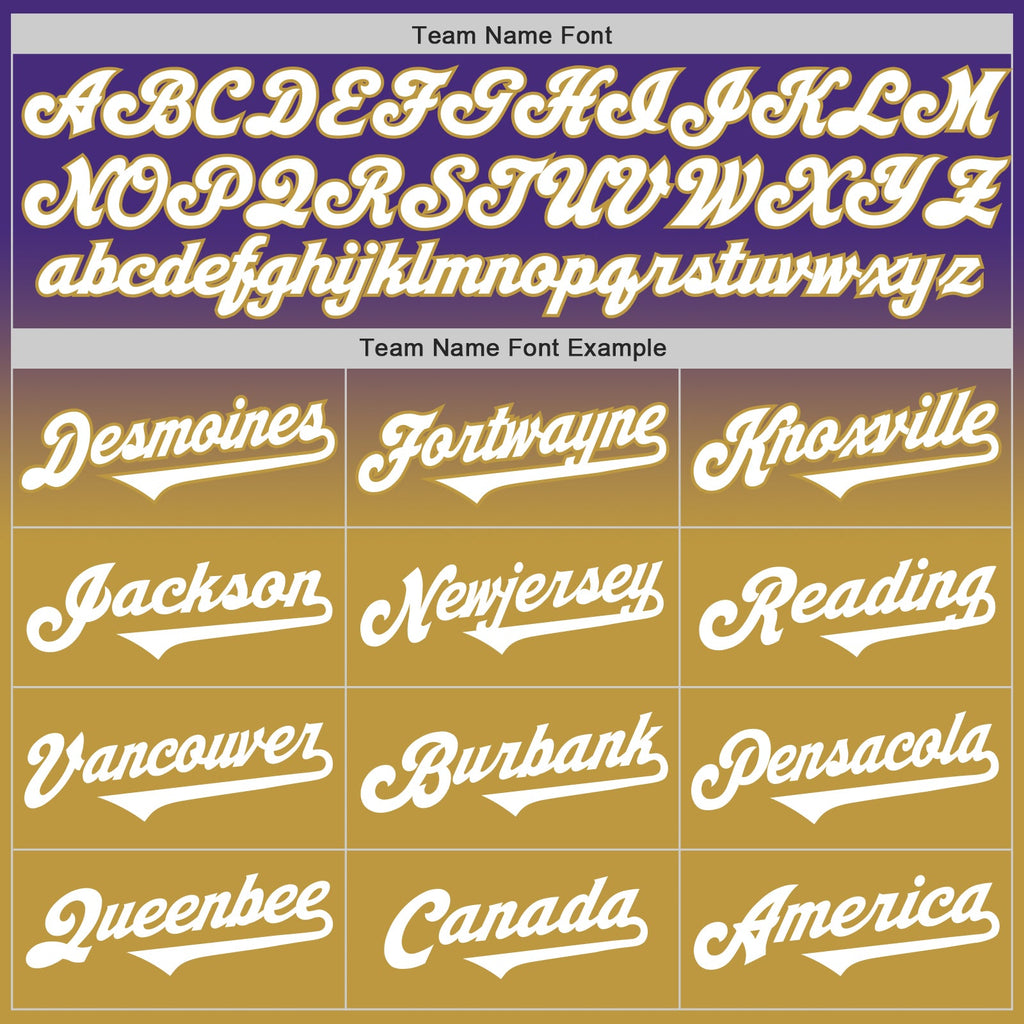 Custom Purple White-Old Gold Authentic Fade Fashion Baseball Jersey