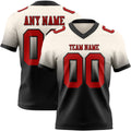 Custom Cream Red-Black Authentic Fade Fashion Football Jersey