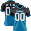 Custom Black White-Panther Blue Authentic Fade Fashion Football Jersey