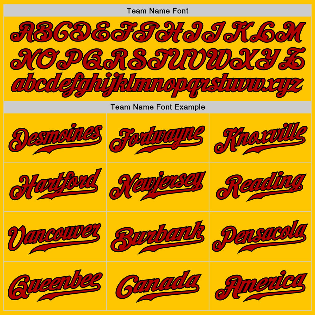 Custom Yellow Black Pinstripe Red-Black Authentic Baseball Jersey