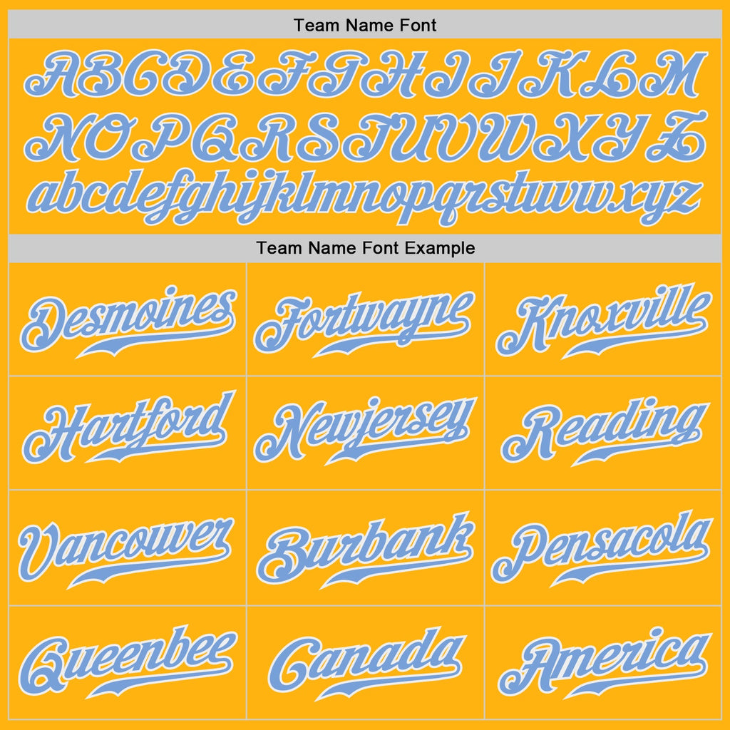 Custom Gold Light Blue-White Authentic Baseball Jersey