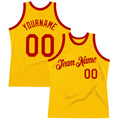 Custom Gold Red Authentic Throwback Basketball Jersey