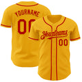 Custom Gold Red Authentic Baseball Jersey