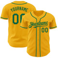 Custom Gold Kelly Green Authentic Baseball Jersey