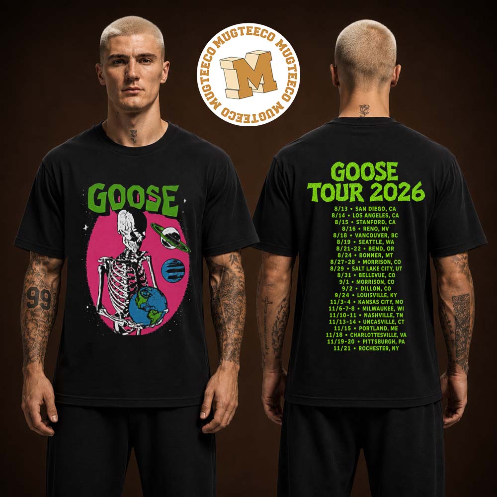 Goose Band Tour 2026 Cosmic Skeleton Merch Two Sided Unisex Black T-Shirt