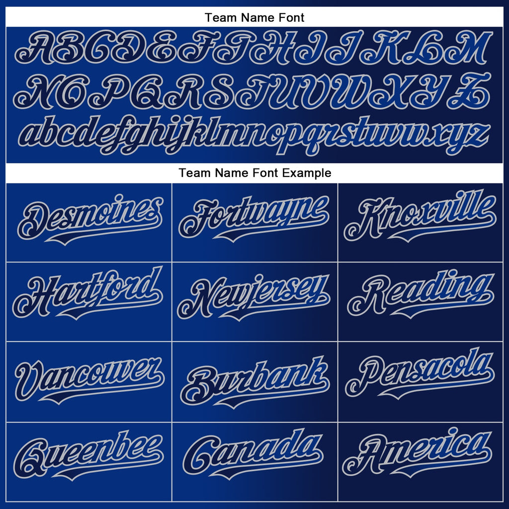 Custom Navy Royal-Gray Authentic Gradient Fashion Baseball Jersey