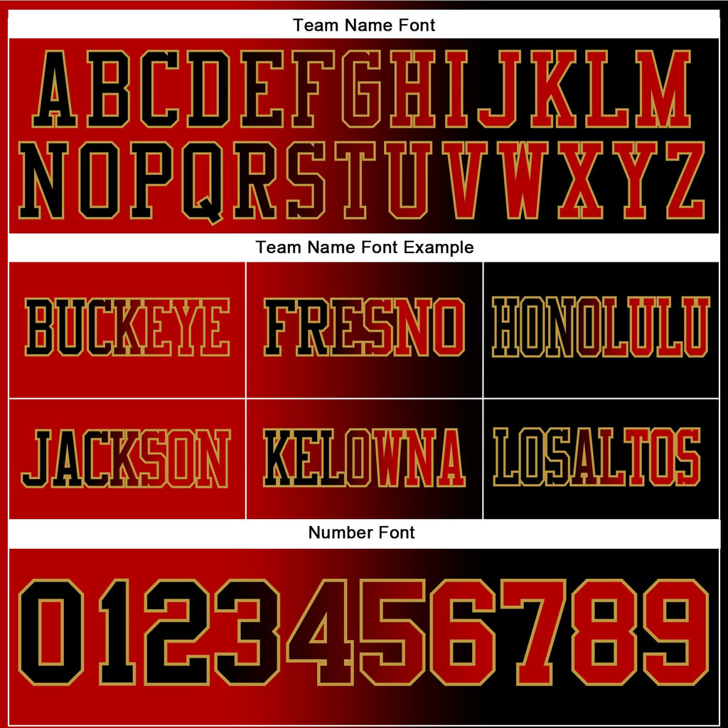 Custom Black Red-Old Gold Authentic Gradient Fashion Football Jersey