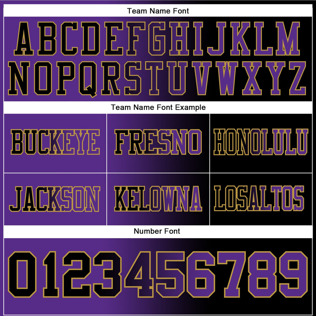 Custom Black Purple-Old Gold Authentic Gradient Fashion Football Jersey