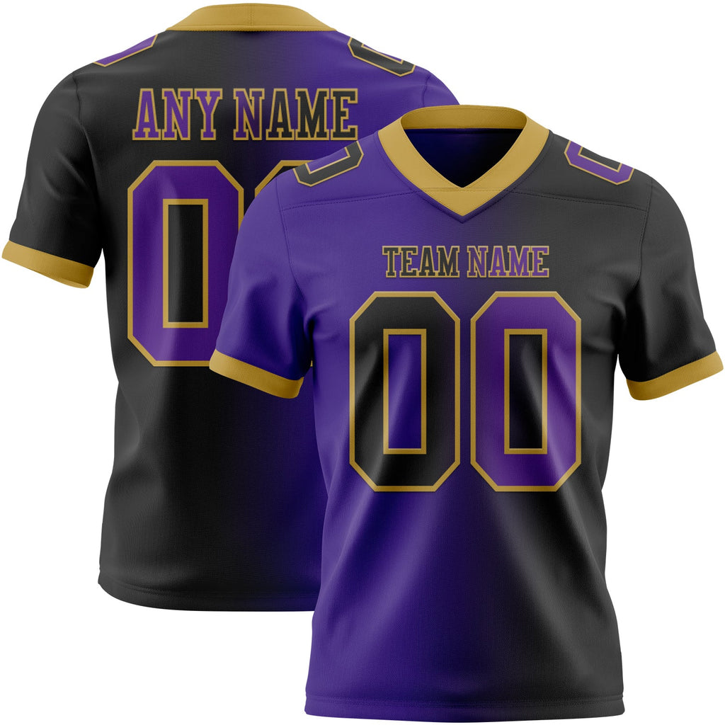 Custom Black Purple-Old Gold Authentic Gradient Fashion Football Jersey