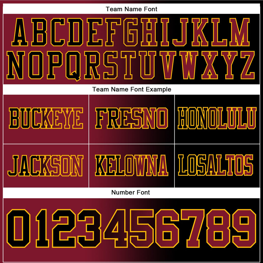 Custom Black Crimson-Gold Authentic Gradient Fashion Football Jersey
