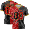 Custom Black Red-Old Gold Authentic Gradient Fashion Scratch Football Jersey