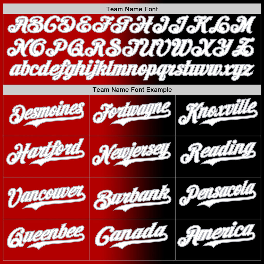 Custom Black White Red-Gray Authentic Gradient Fashion Baseball Jersey