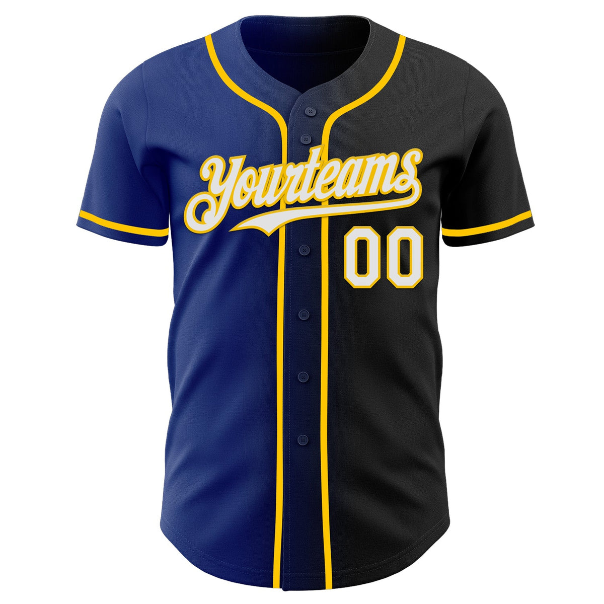 Custom Black White Royal-Yellow Authentic Gradient Fashion Baseball Jersey