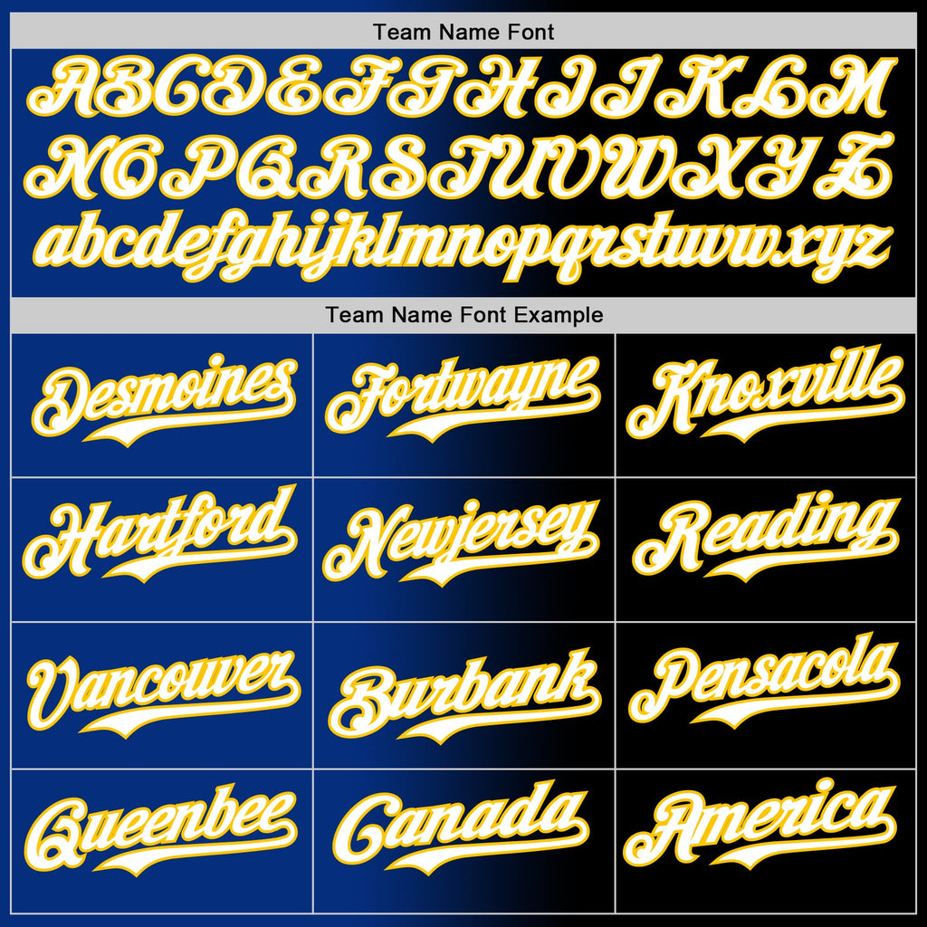 Custom Black White Royal-Yellow Authentic Gradient Fashion Baseball Jersey