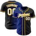 Custom Black White Royal-Yellow Authentic Gradient Fashion Baseball Jersey
