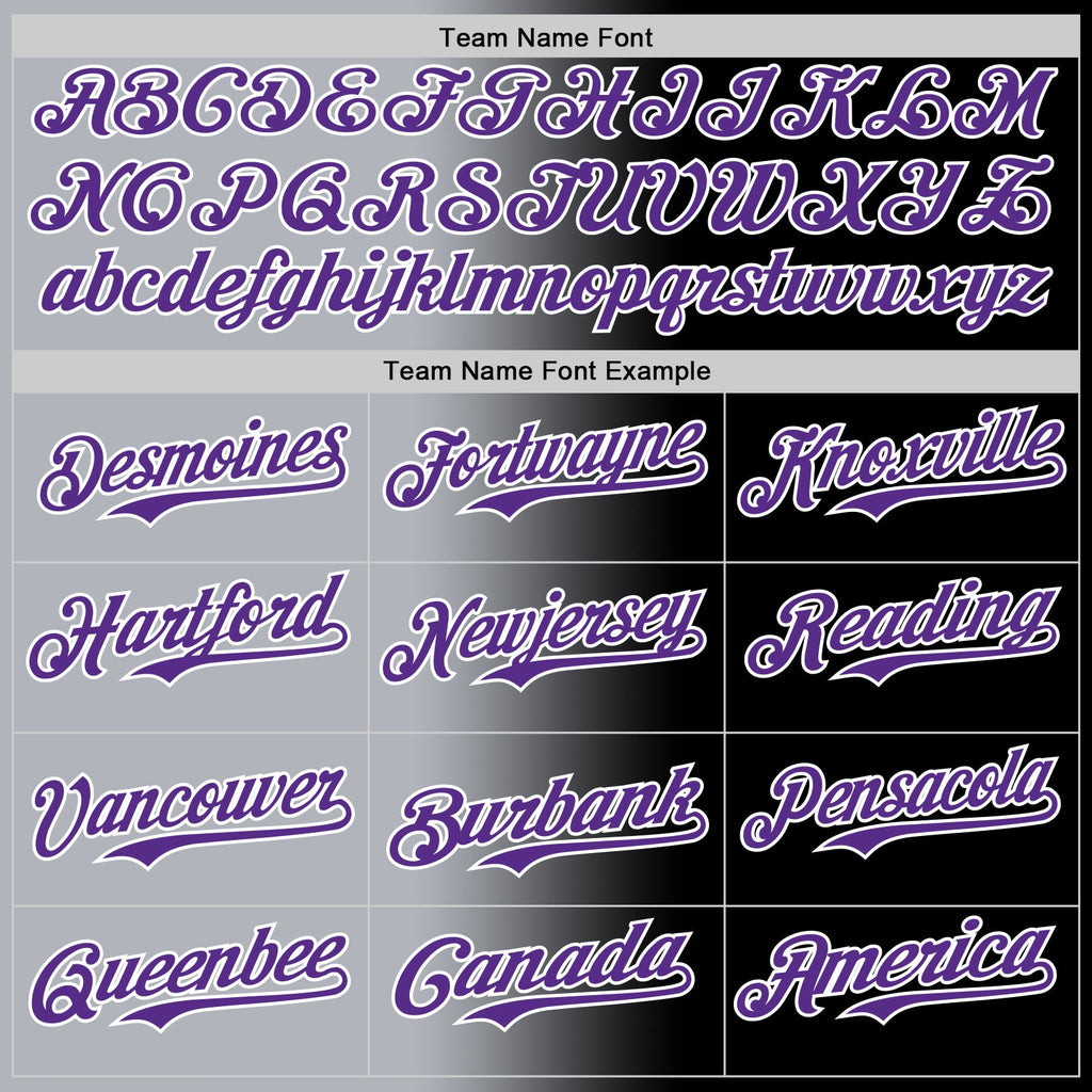 Custom Black Purple Gray-White Authentic Gradient Fashion Baseball Jersey