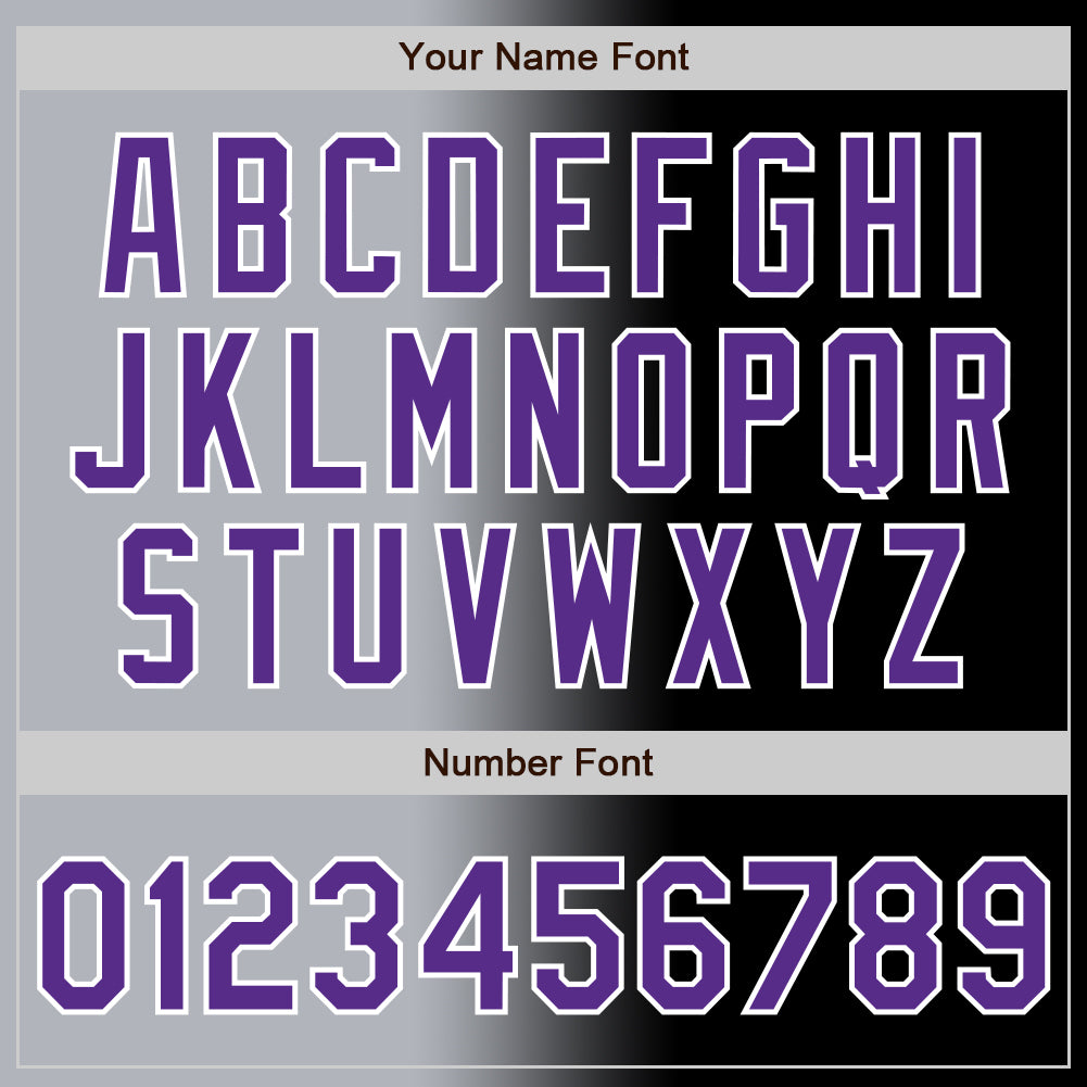 Custom Black Purple Gray-White Authentic Gradient Fashion Baseball Jersey