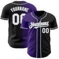 Custom Black White Purple-Gray Authentic Gradient Fashion Baseball Jersey
