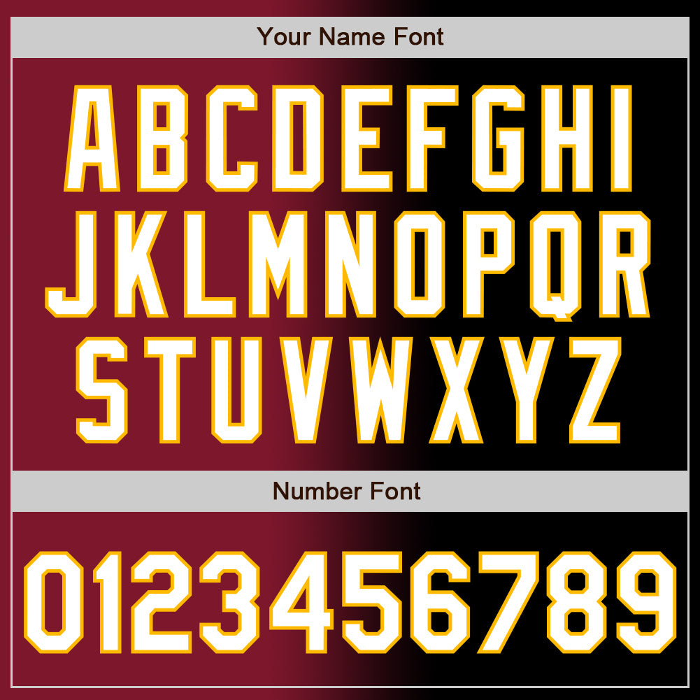 Custom Black White Crimson-Gold Authentic Gradient Fashion Baseball Jersey