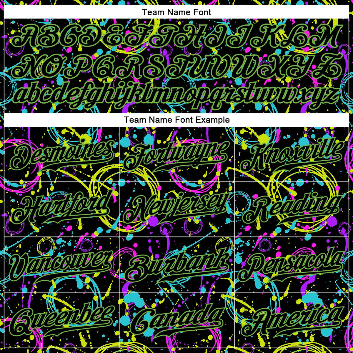 Custom Graffiti Pattern Black-Neon Green 3D Neon Splatter Authentic Baseball Jersey