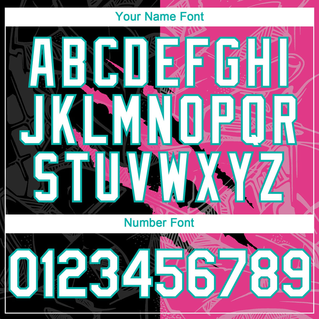 Custom Graffiti Pattern White Black Pink-Aqua 3D Scratch Authentic Baseball Jersey