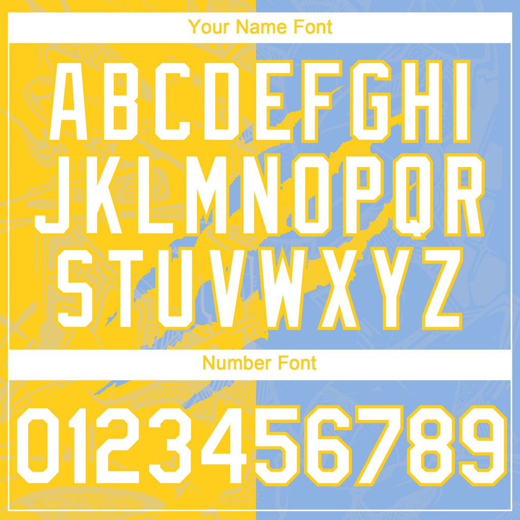 Custom Graffiti Pattern White Light Blue-Yellow 3D Scratch Authentic Baseball Jersey
