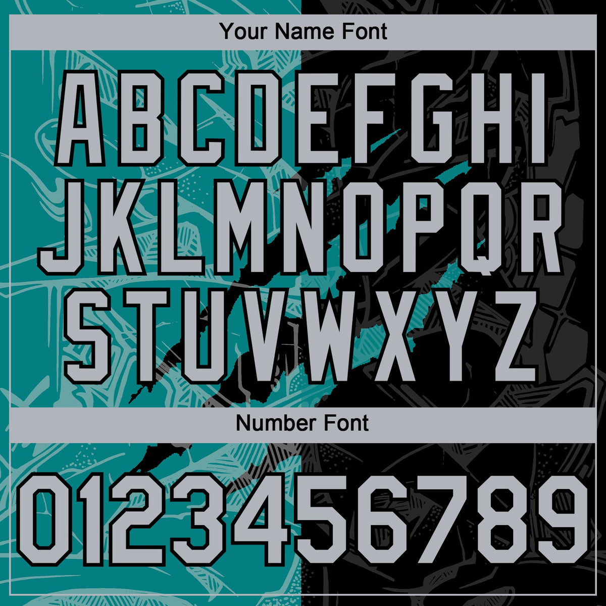 Custom Graffiti Pattern Gray Black-Teal 3D Scratch Authentic Baseball Jersey