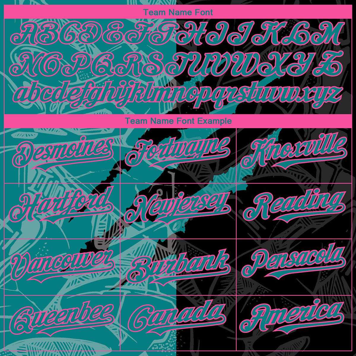 Custom Graffiti Pattern Teal Black-Pink 3D Scratch Authentic Baseball Jersey