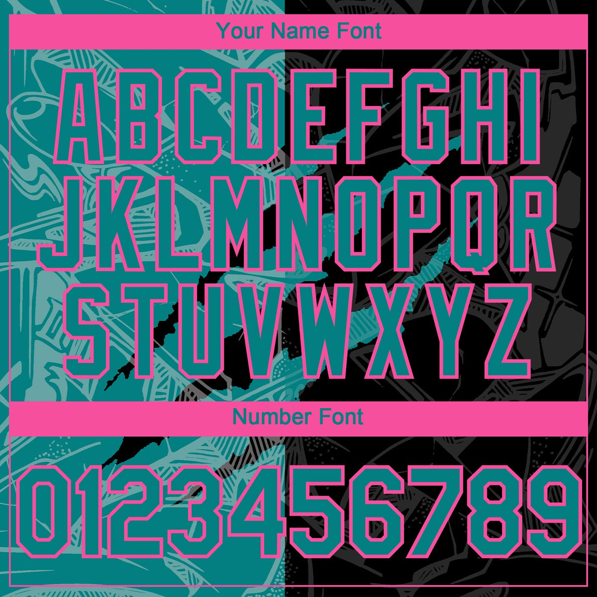 Custom Graffiti Pattern Teal Black-Pink 3D Scratch Authentic Baseball Jersey