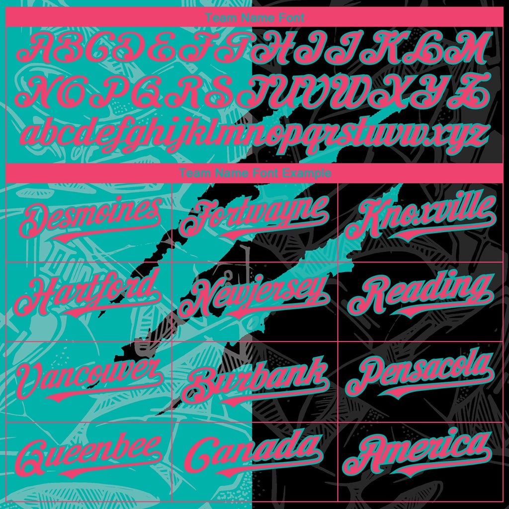 Custom Graffiti Pattern Neon Pink Black-Aqua 3D Scratch Authentic Baseball Jersey
