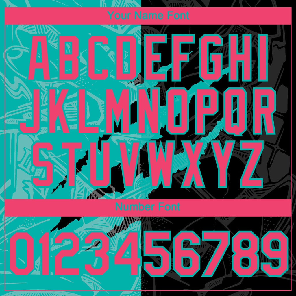 Custom Graffiti Pattern Neon Pink Black-Aqua 3D Scratch Authentic Baseball Jersey