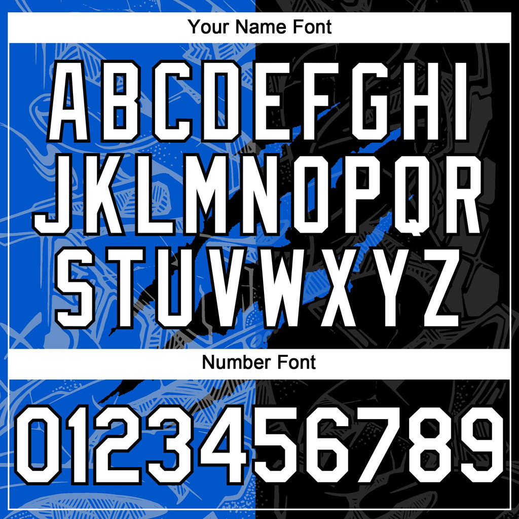 Custom Graffiti Pattern White Black-Thunder Blue 3D Scratch Authentic Baseball Jersey