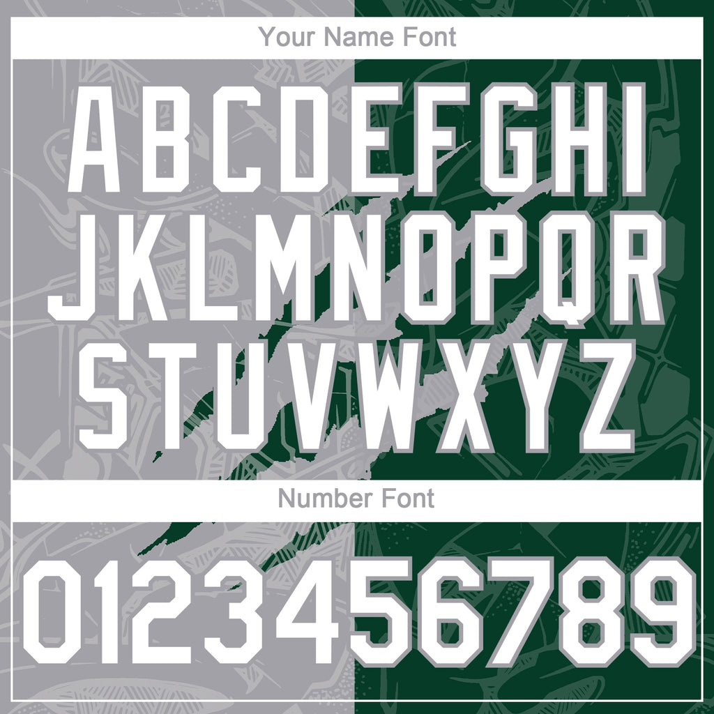 Custom Graffiti Pattern White Green-Gray 3D Scratch Authentic Baseball Jersey